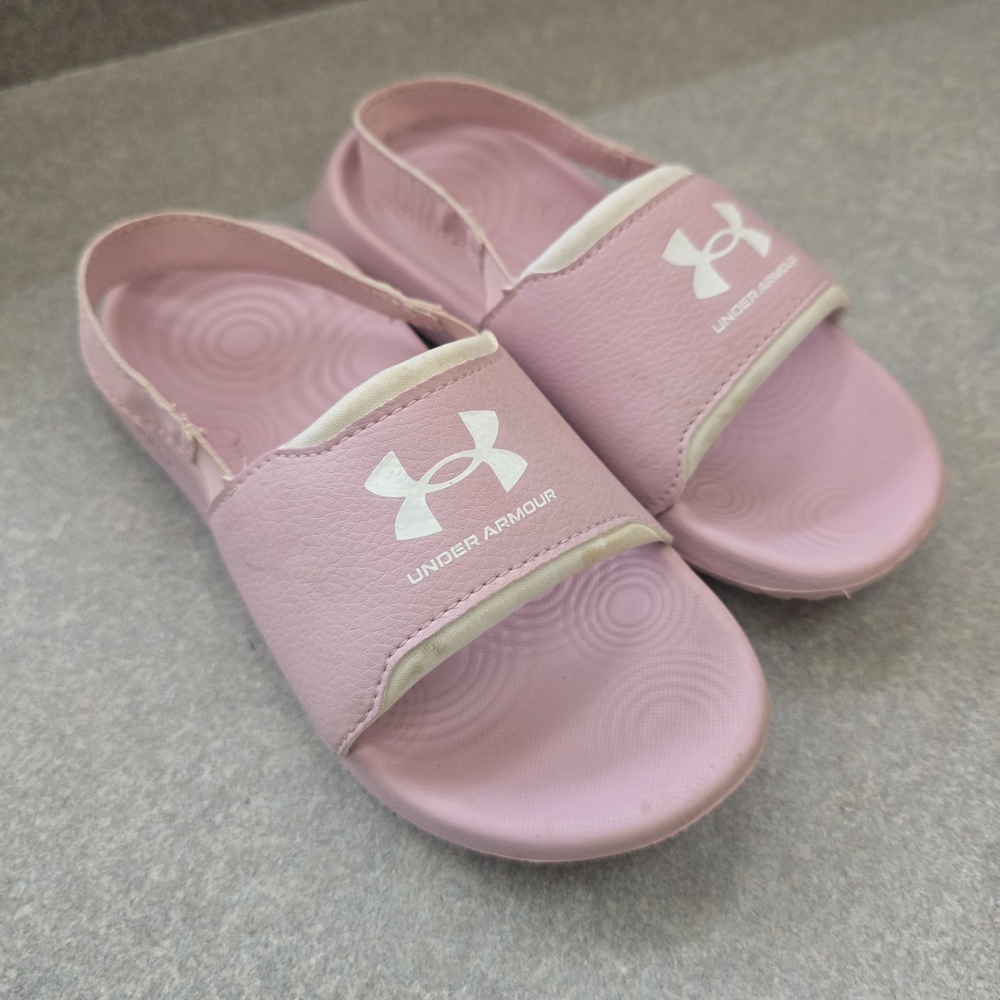 Under Armour Girl's Pink Slide Sandals With Back Strap Size 11K